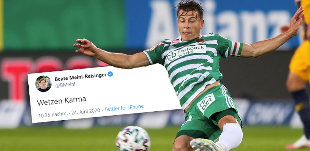 Beate Meinl-Reisinger lacht über die Rapid-Pleite