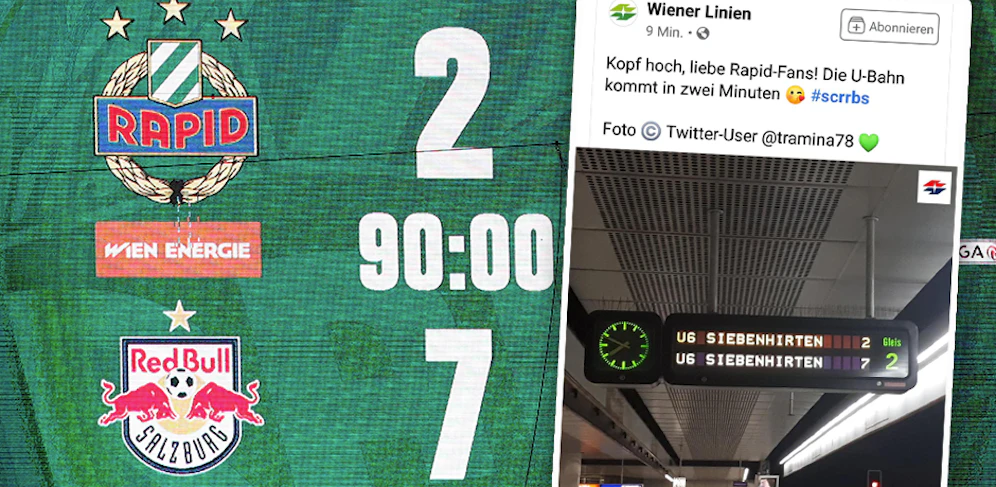 Die Wiener Linien muntern die Rapid-Fans auf