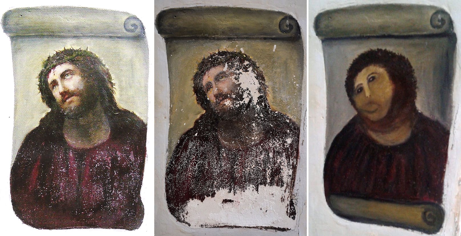 Die Kunst-Katastrophe erinnert an das missglückte Jesus-Fresko aus dem Jahr 2012.