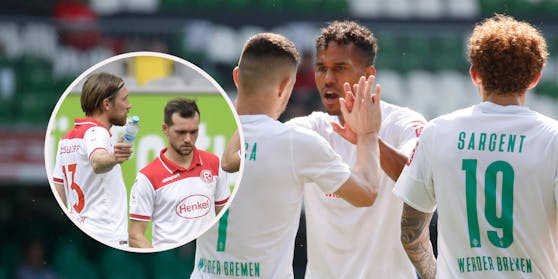 Werder Bremen schickt Kevin Stöger (rechts im Kreis) und seine Düsseldorfer in die zweite Liga.