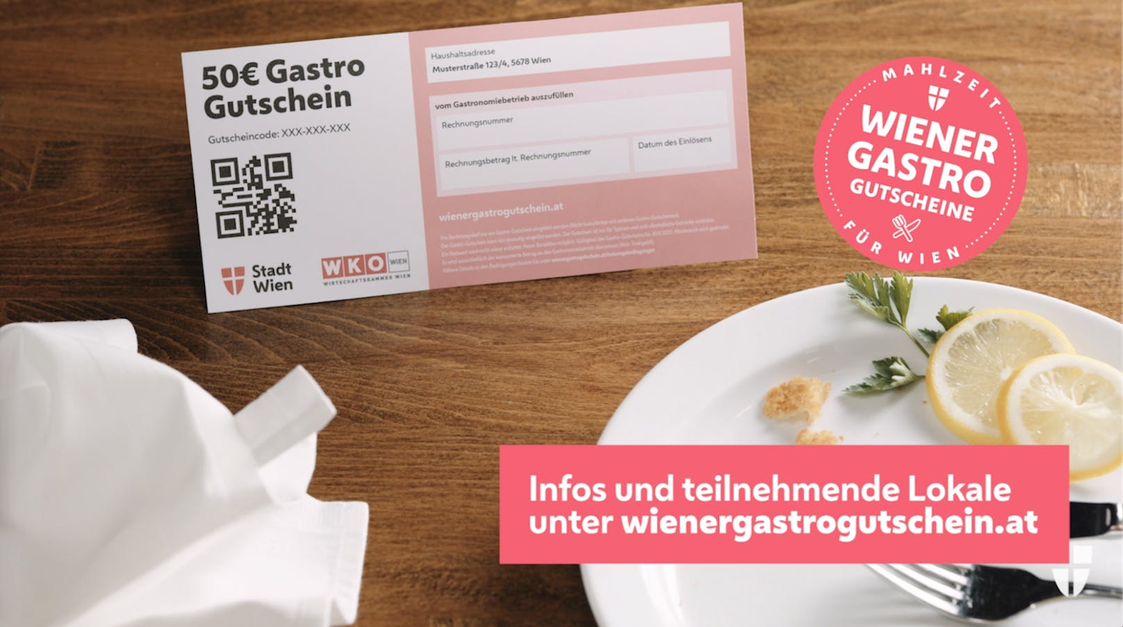 Das Video will auf humorvolle Art und Weise für den Gastro-Gutschein werben. Dieser wurde in den vergangenen Tagen an 950.000 Wiener Haushalte versandt und soll den Wienern Danke für den Zusammenhalt während der Coronakrise sagen und gleichzeitig die Wirte unterstützen.