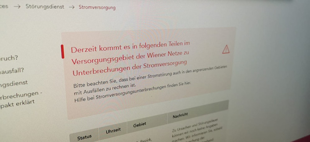 Die Wiener Netze melden einen Stromausfall.