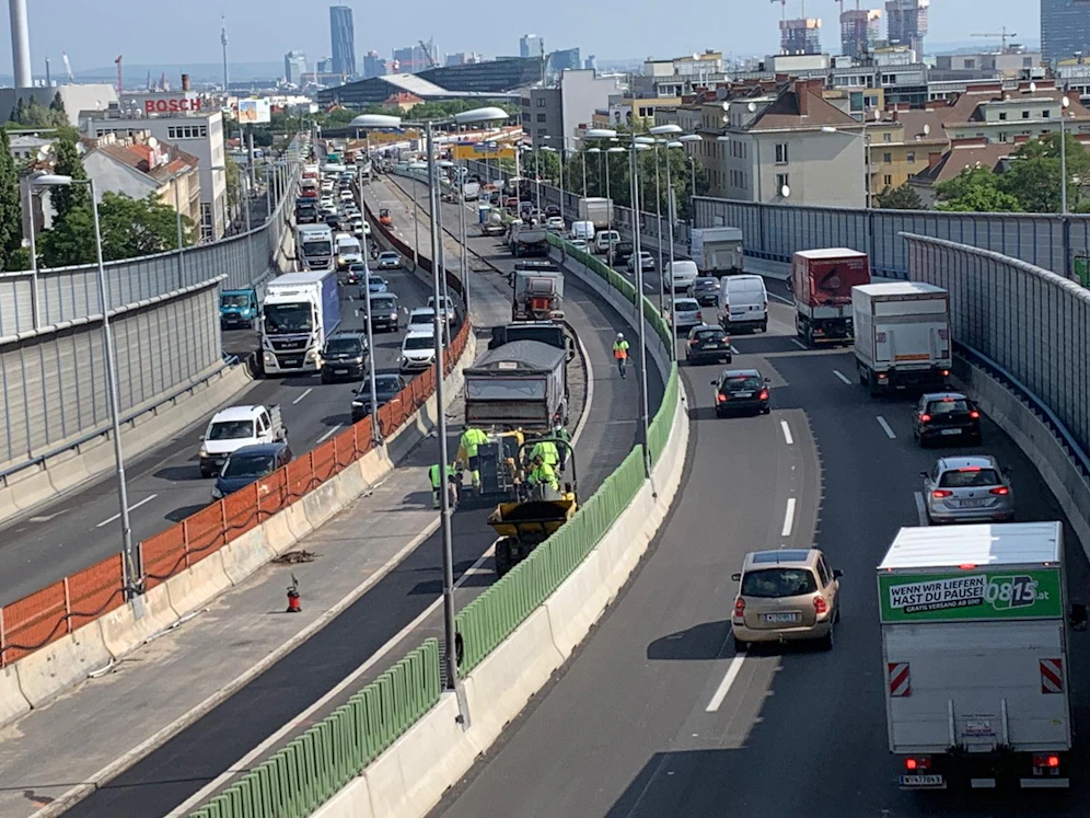 Die Asfinag sperrt für einen Monat die A 23 Abfahrt Gürtel/Landstraße in Fahrtrichtung Süden 