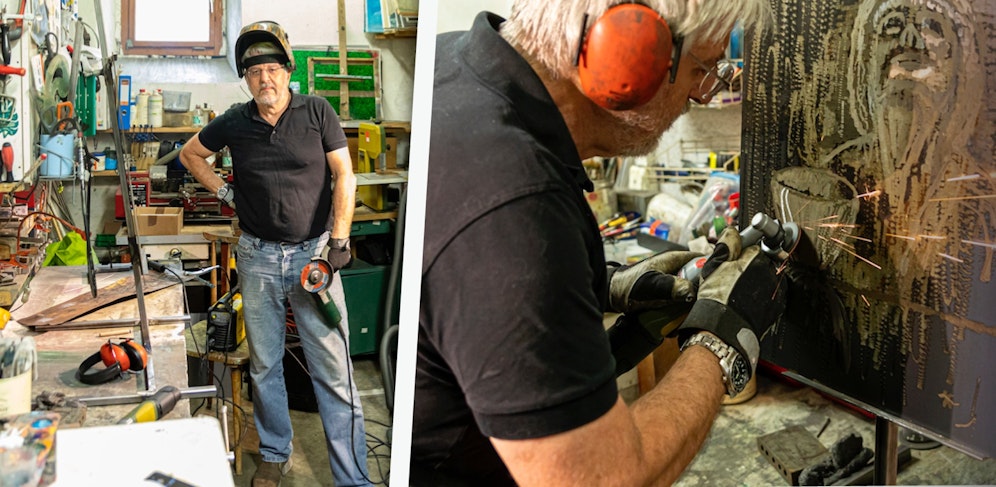 Der Oberösterreicher Alfred Wassermair macht Bilder mit der Flex.