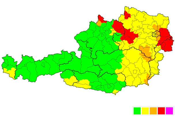 Die aktuelle Unwetter-Karte für Österreich