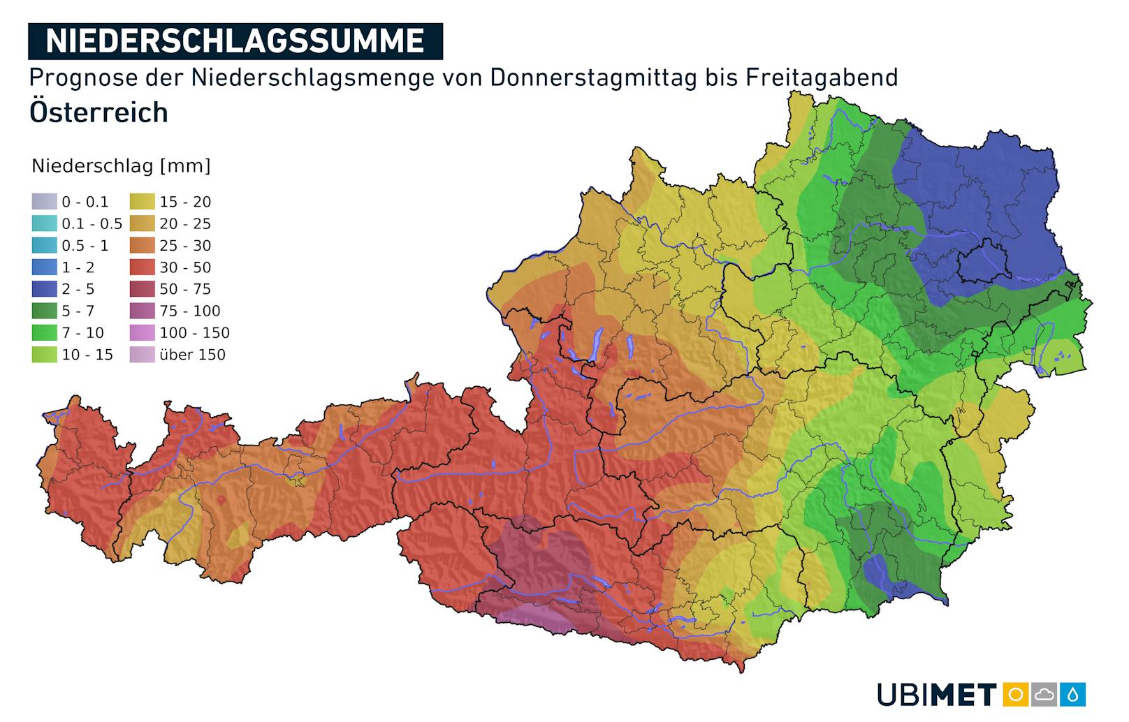 Regenprognose für Österreich