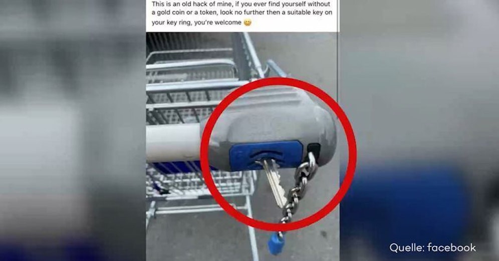 Das Einkaufswagerl solltet auf gar keinen Fall mit dem Schlüssel entsperrt werden.