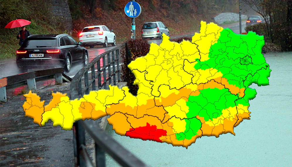 Warnstufe rot in mehreren Bezirken, Osten noch 