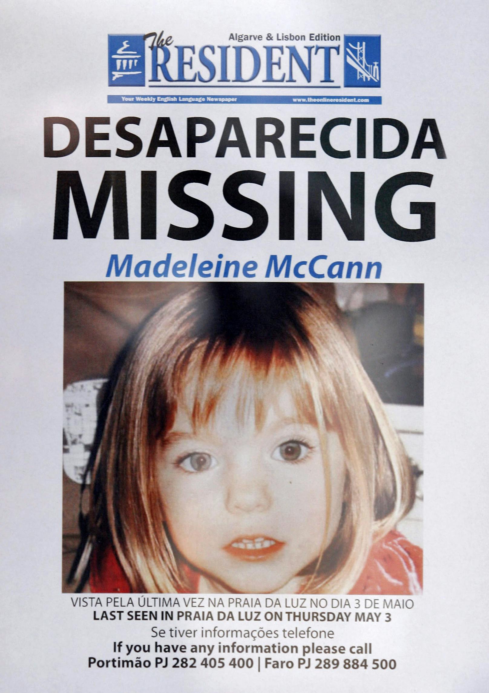 In allen Medien wurde die Vermisstmeldung von Maddie McCann veröffentlicht.&nbsp;