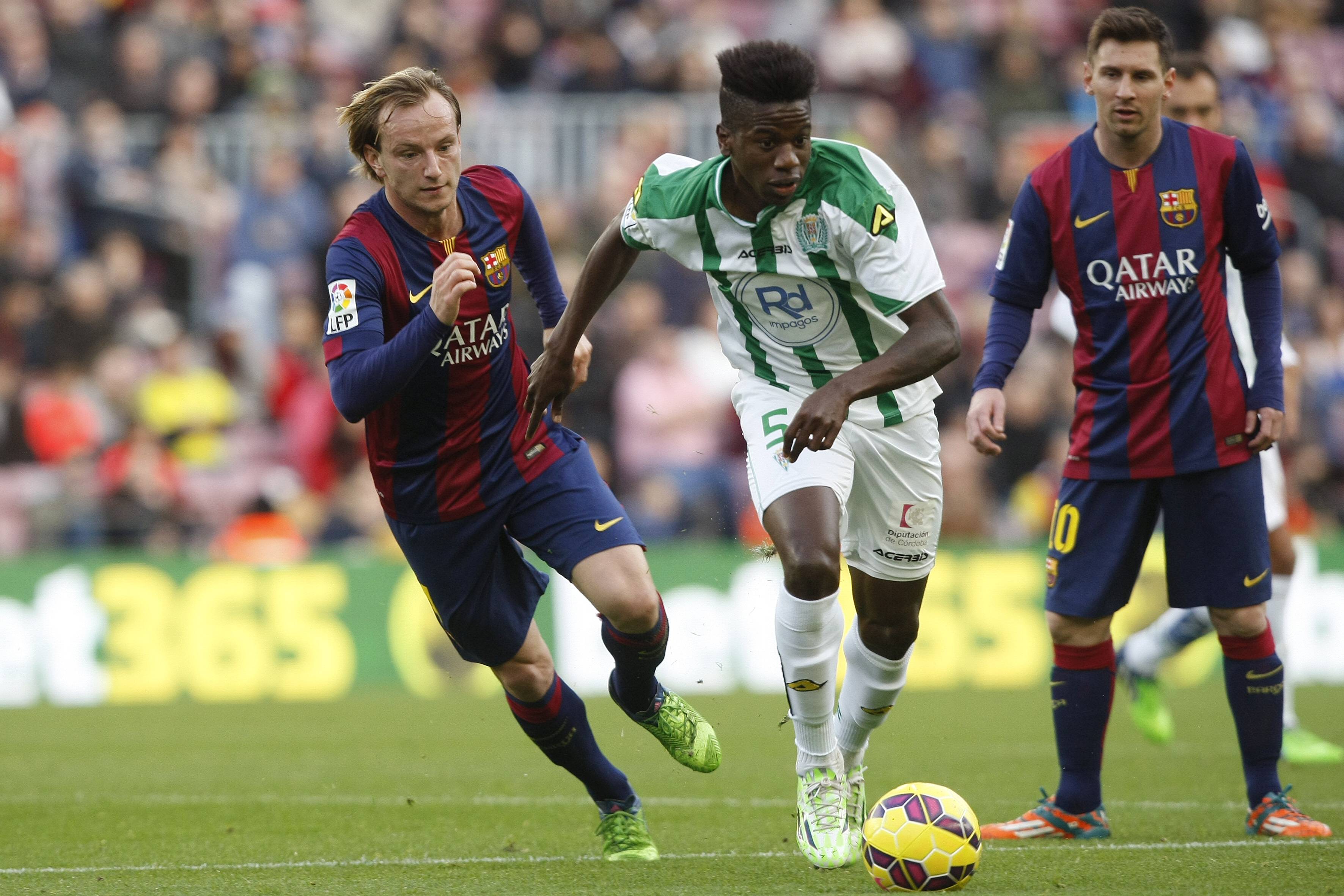 2014 lief Ekeng noch für den spanischen Klub Cordoba gegen die Superstars von Barca auf.