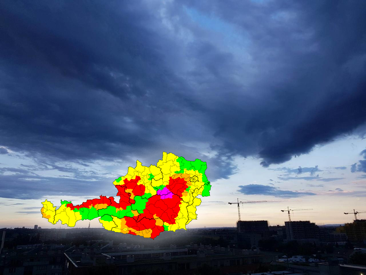 Die Gewitterzellen sind bereits vor den Toren Wiens