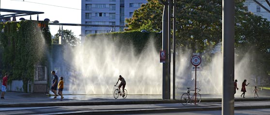 Kühlung am Wiener Praterstern.