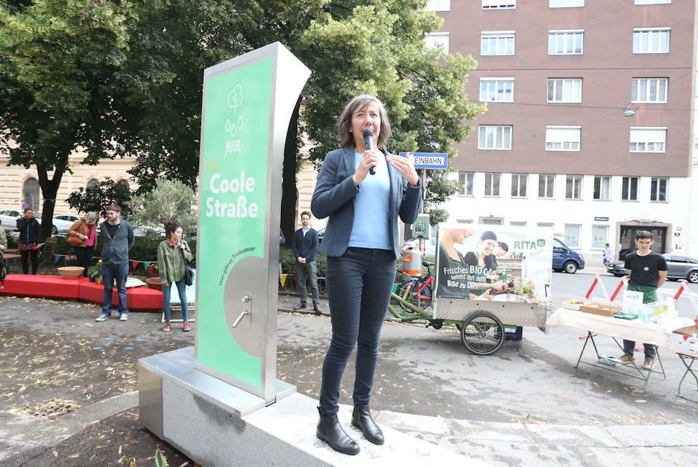 Verkehrsstadträtin Birgit Hebein (Grüne) bei der Eröffnung der 
