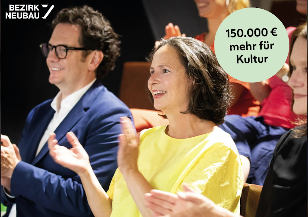 Der Bezirk Neubau unterstützt 49 Künstlern mit 1.300 Euro Grundgehalt. Bezirkschef Markus Reiter und die Vorsitzende der Kulturkommission Neubau, Anna Babka (beide Grüne) stellten das Projekt vor.