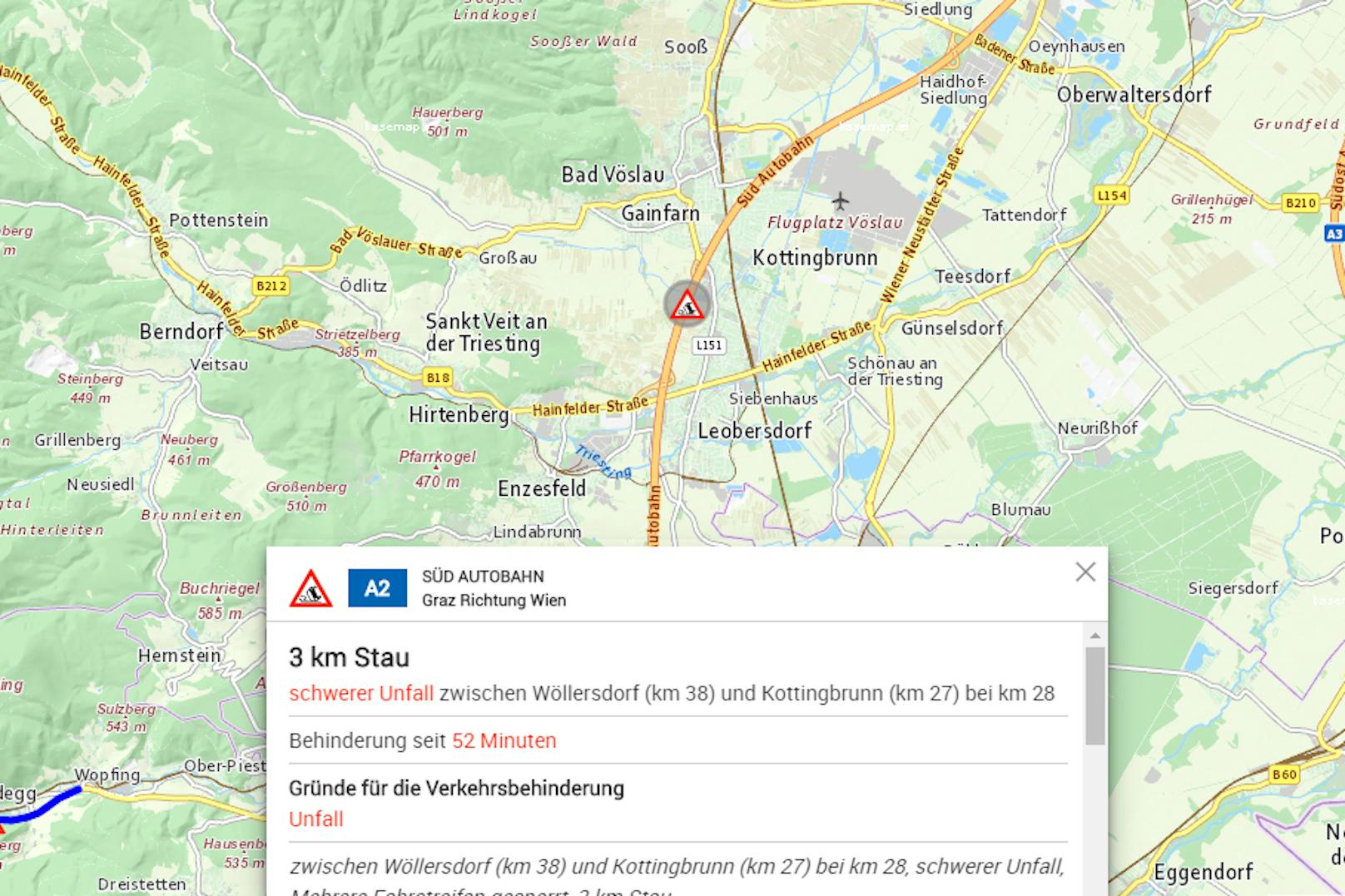 Schwerer Unfall auf der A2 zwischen Kottingbrunn und Wöllersdorf (NÖ) am 15. Juli 2020