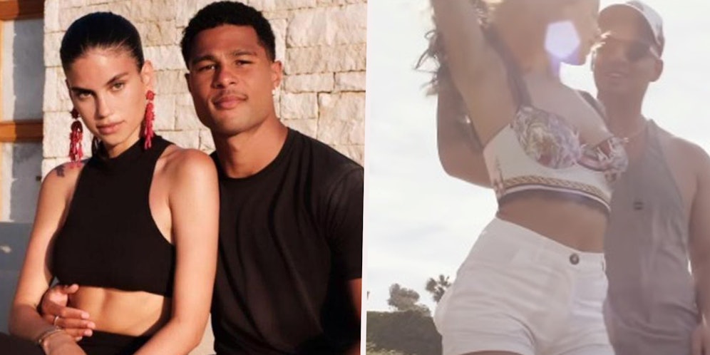 Serge Gnabry mit seiner Freundin Sandra Jerze auf Instagram. Rechts ist sie mit Piedro Lombardi in seinem Musikvideo 