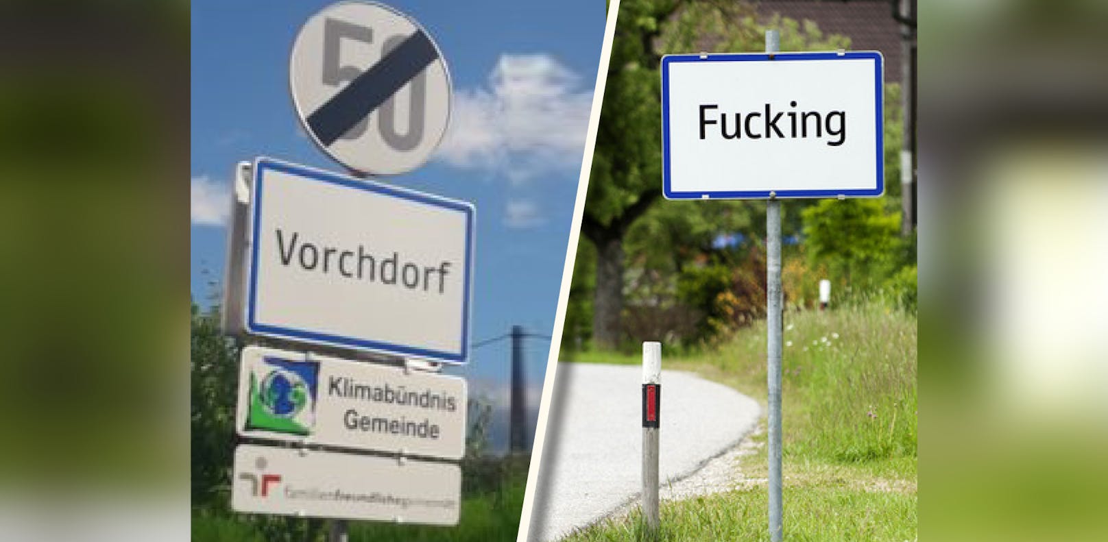 Vorchdorf ist nicht Fucking – trotzdem stehlen Unbekannte zur Zeit gerne Ortstaferl aus der Gemeinde.