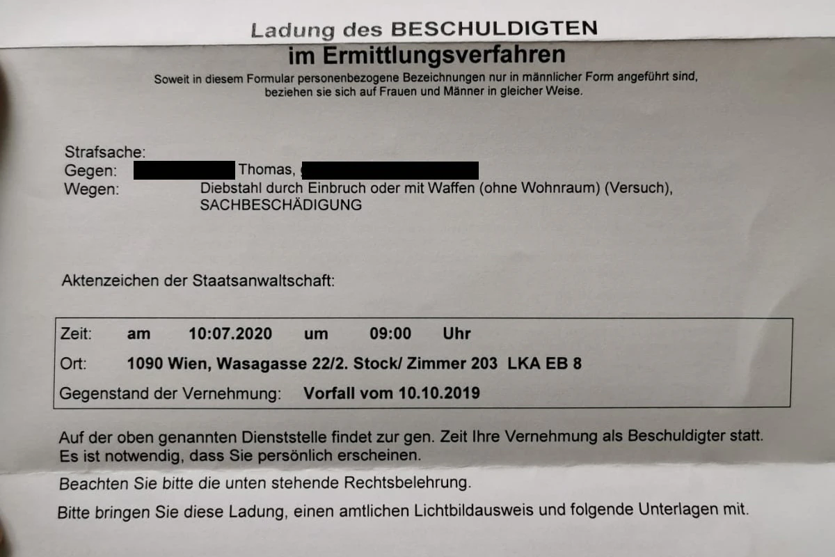 Diese Ladung bekam der Familienvater.
