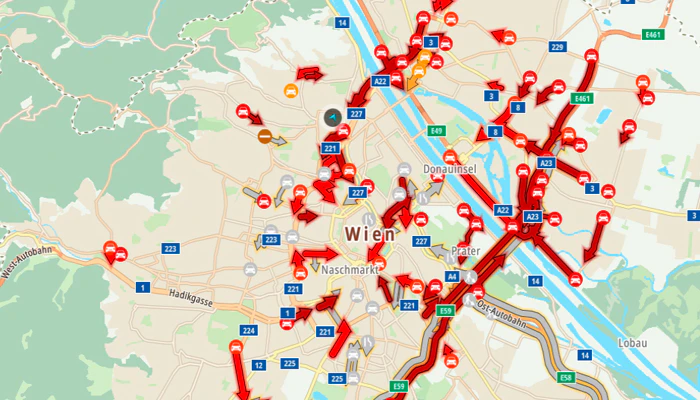 Die aktuelle Staukarte des Navi-Anbieters "TomTom" lässt Autofahrer Rot sehen