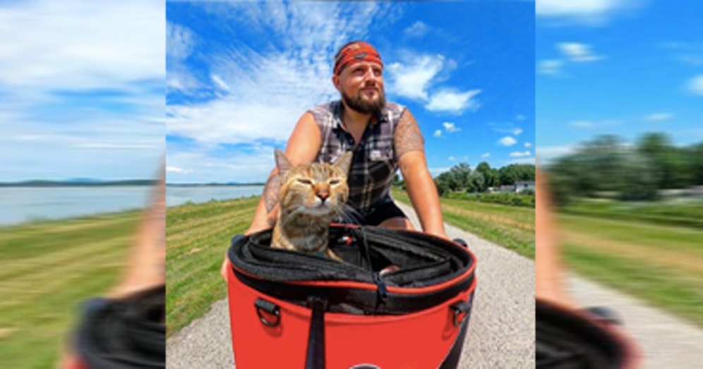 Dean Nicholson und Katze Nala bereisen die Welt - auf dem Fahrrad.