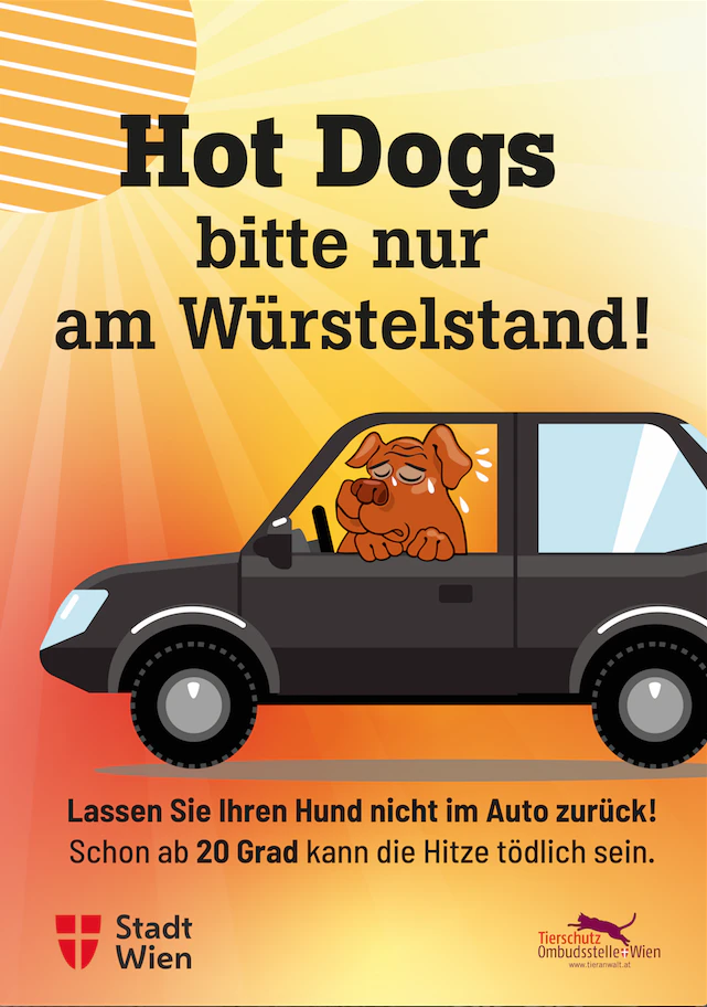 Die Tierschutzombudsstelle Wien warnt: Schon ab 20 Grad kann das Auto zur Todefalle für Deinen Hund werden!