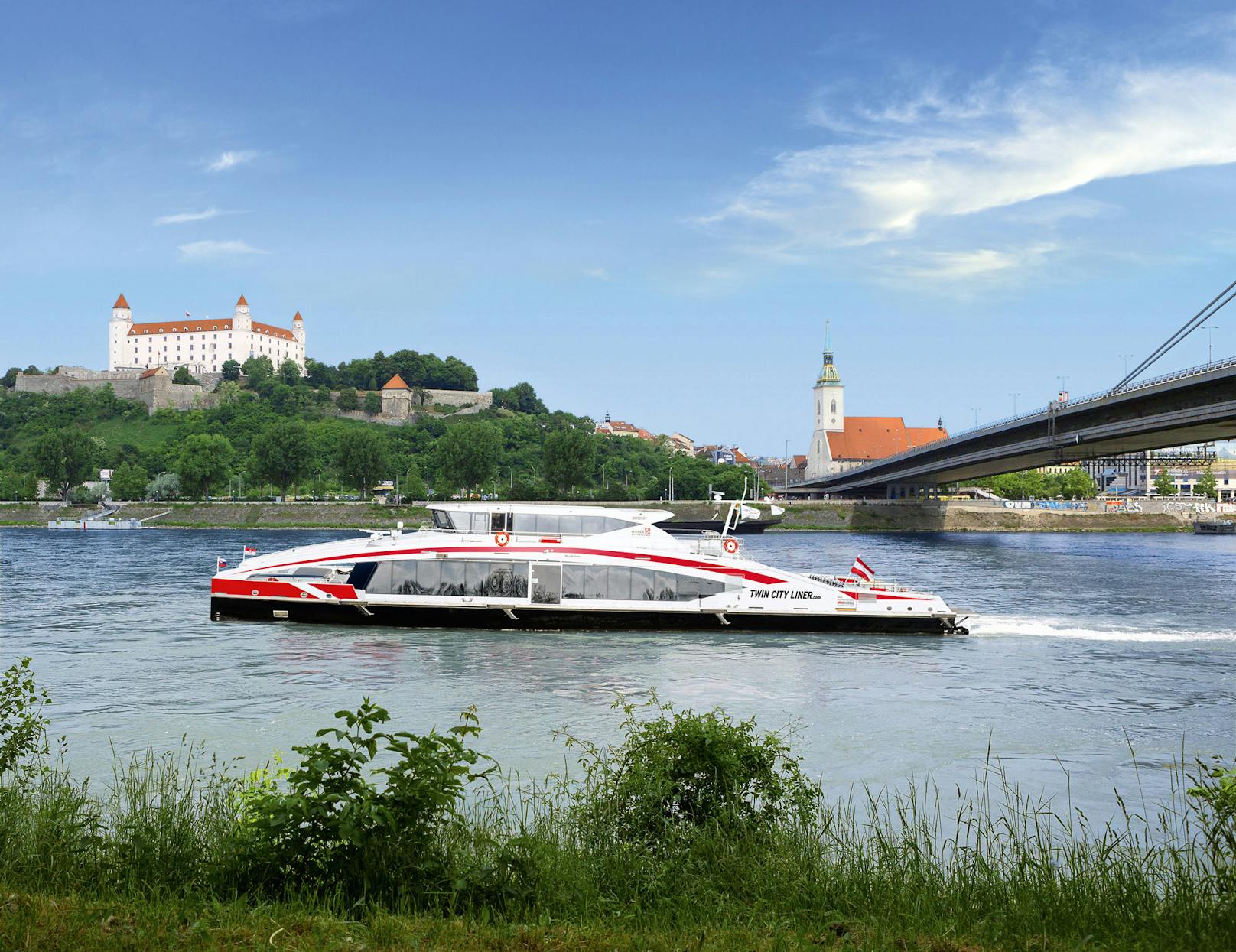 Ab 1. August 2020 kehrt der neue Twin City Liner wieder auf seine Stammstrecke zurück und verbindet vorerst drei Mal wöchentlich Wien mit der slowakischen Hauptstadt Bratislava.