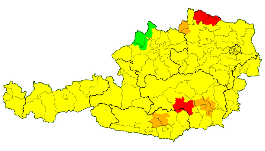 Rote Unwetterwarnung in Österreich