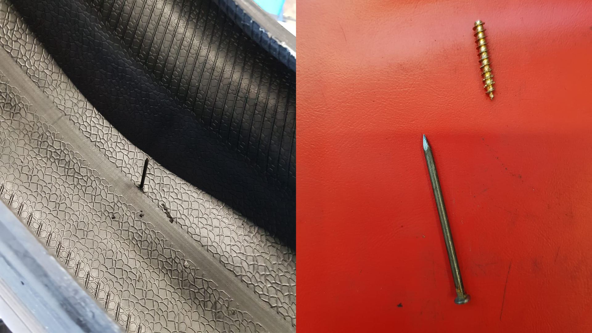 Mehrere Nägel und Schrauben steckten im Autoreifen des E-Golf.