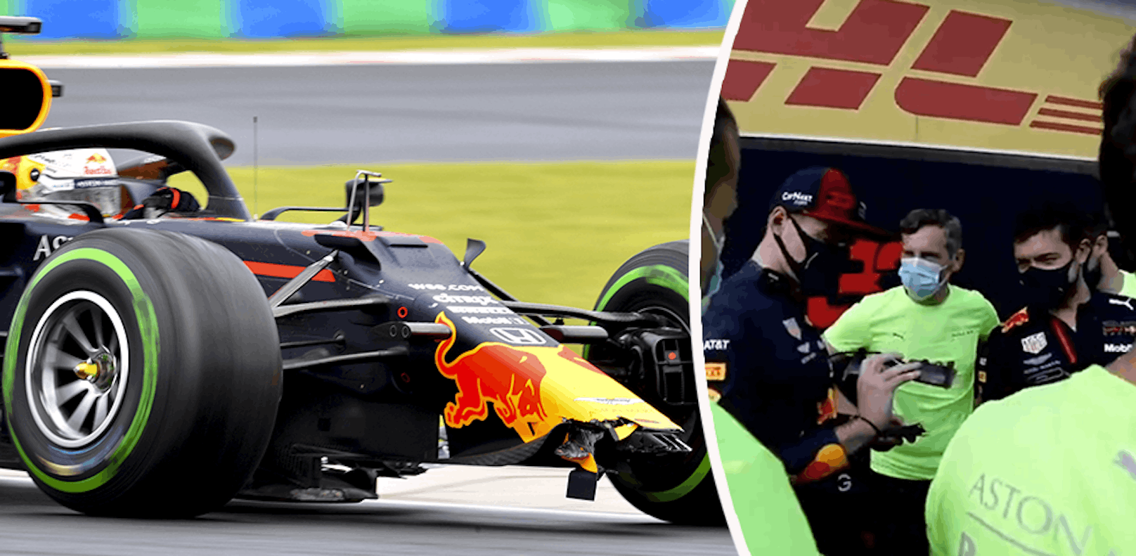 Die Red-Bull-Mechaniker scherzen über den Crash von Max Verstappen. 
