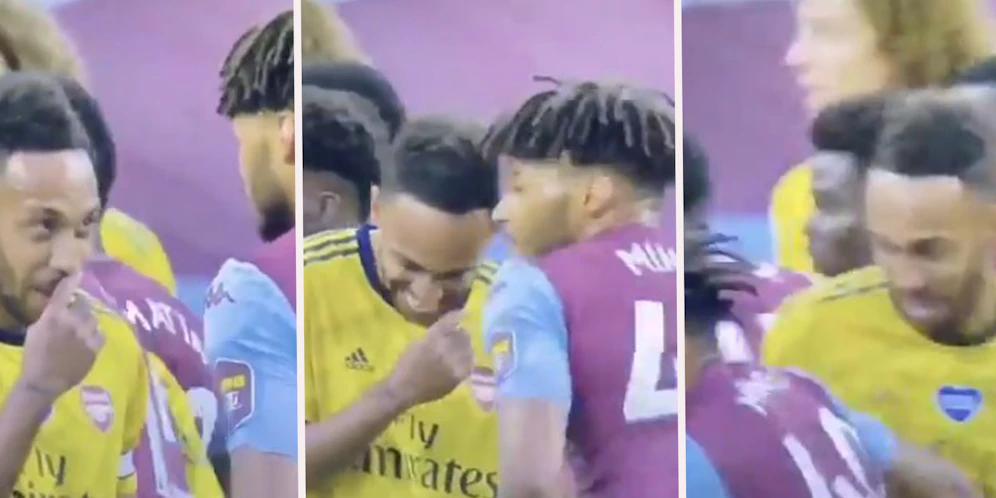 Pierre-Emerick Aubameyang lässt sich von Tyrone Mings reinlegen.