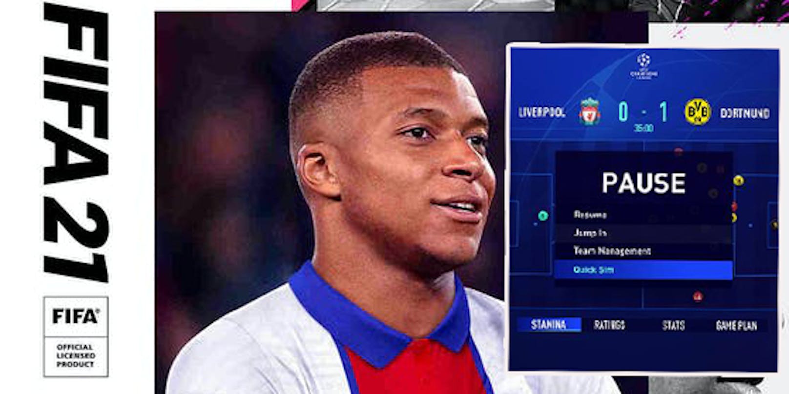 Kylian Mbappe lacht vom Cover von "FIFA 21".