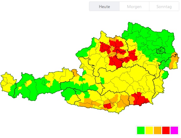 So sieht es, grafisch betrachtet derzeit (Stand 19.15 Uhr) in Österreich aus.
