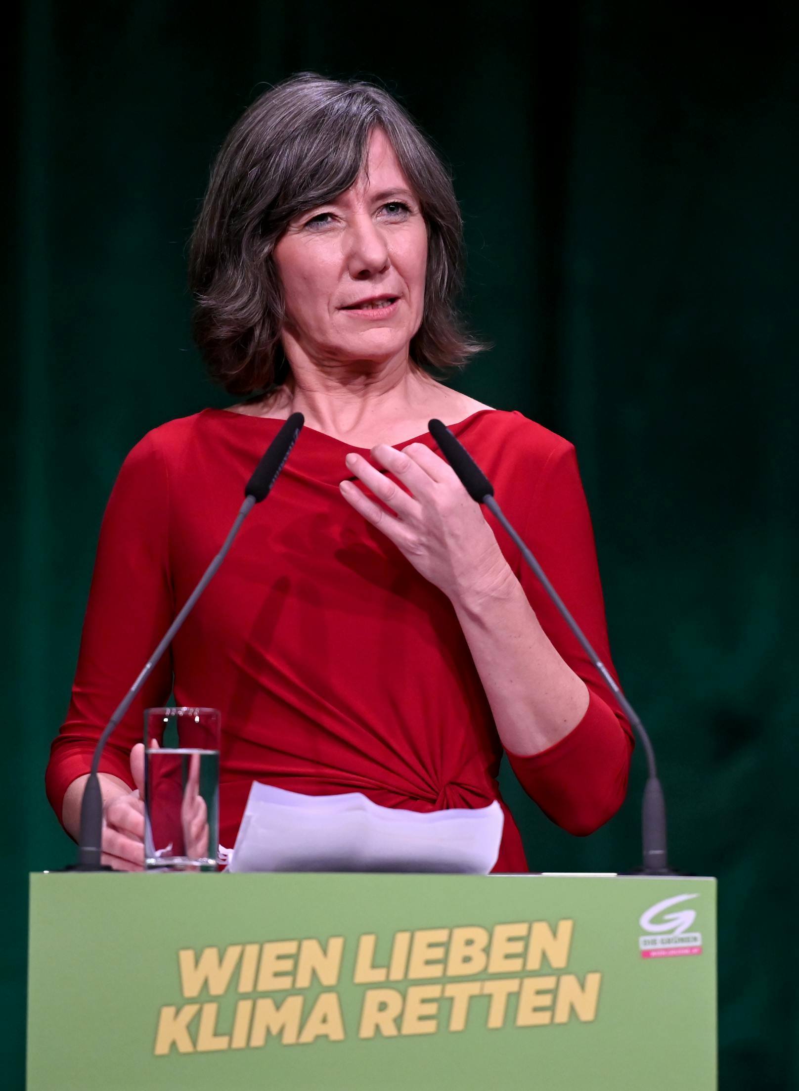Die ehemalige Vizebürgermeisterin Birgit Hebein während einer Rede im Rahmen der 82. Landesversammlung der Wiener Grünen am Samstag, 15. Februar 2020 in Wien.