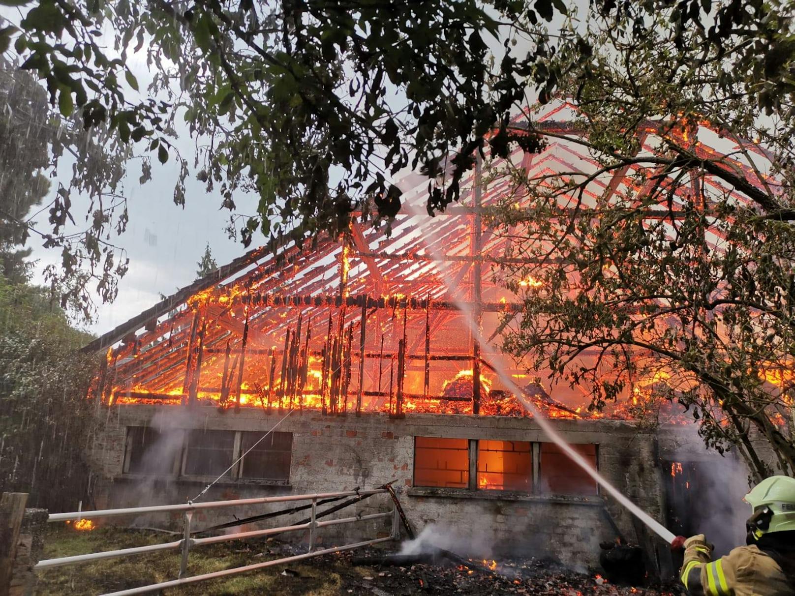 Stall und Dachstuhl des Hofs brannten vollständig nieder.