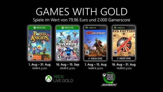 Games with Gold: Diese Spiele gibt es im August gratis.