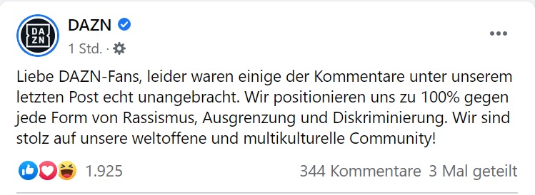 DAZN distanziert sich. 