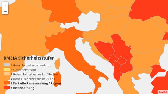 Höchste Reisewarnstufe für Westbalkanstaaten