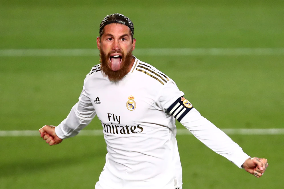 Sergio Ramos jubelt mit Rauschebart über sein Tor.