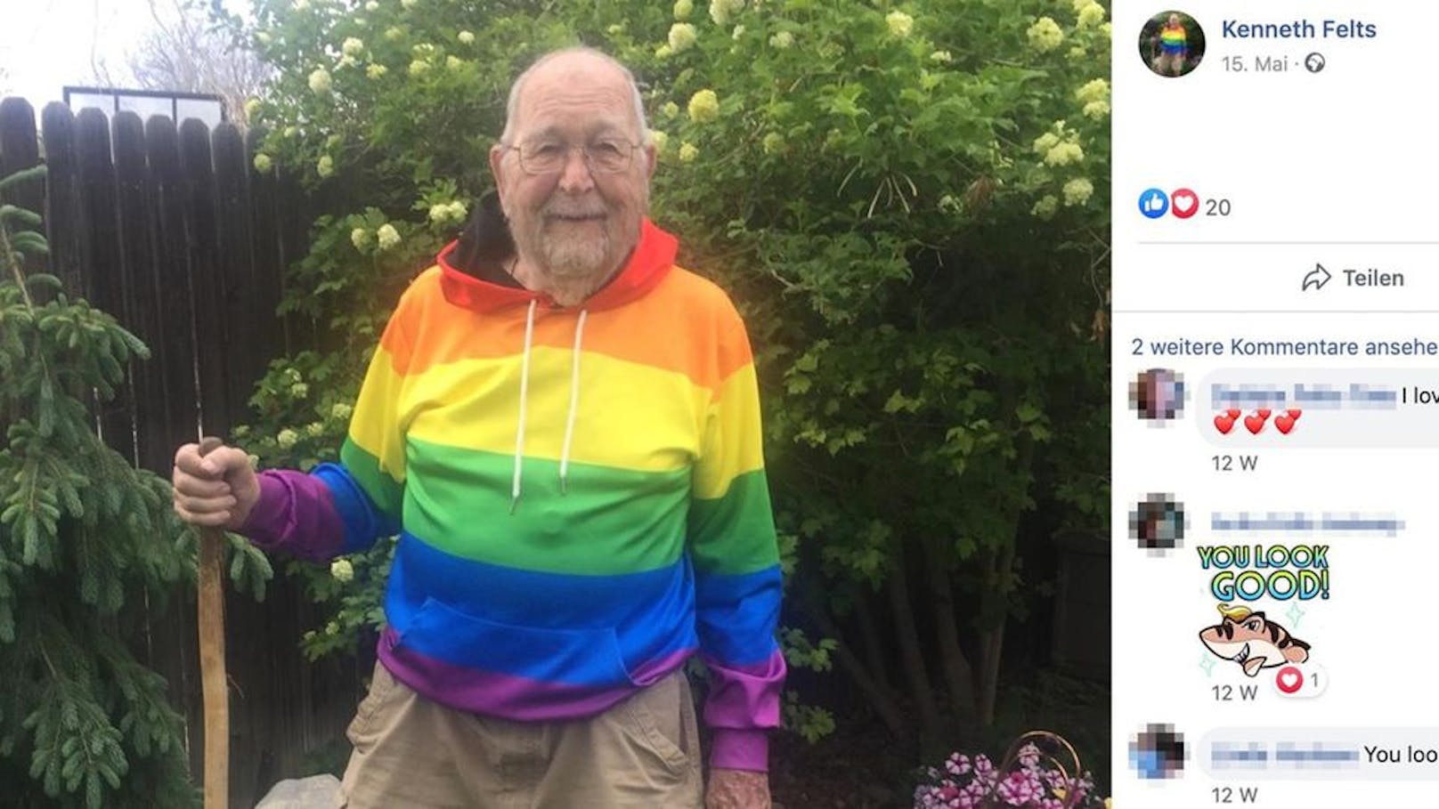 Mit 90 Jahren steht Kenneth Felts nun zu seiner Homosexualität und fühlt sich damit endlich frei.