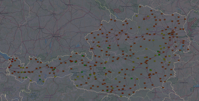 Prognostizierte Höchstwerte am Dienstag
