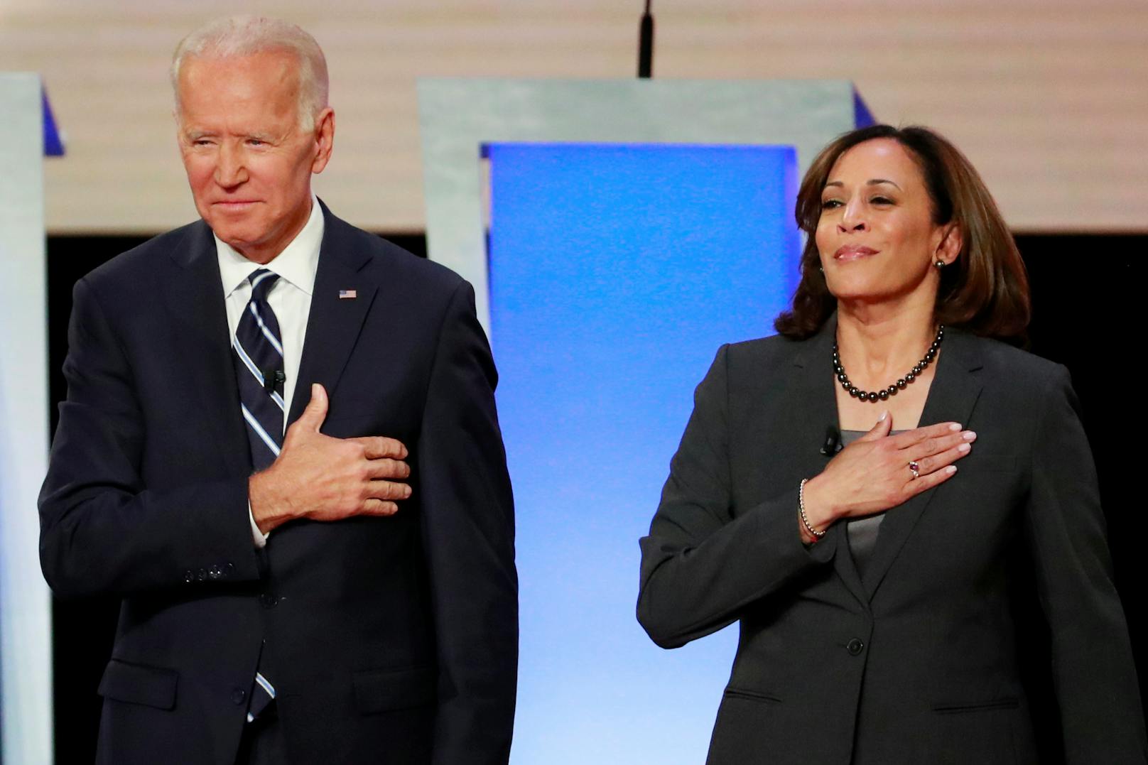 Biden ging mit der 55-jährigen Kamala Harris als Kandidatin für das Amt der Vizepräsidentin in den Wahlkampf der US-Wahl 2020.