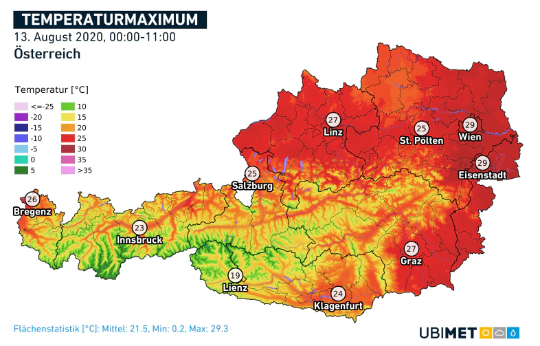Sommerlich warm bis heiß heute.