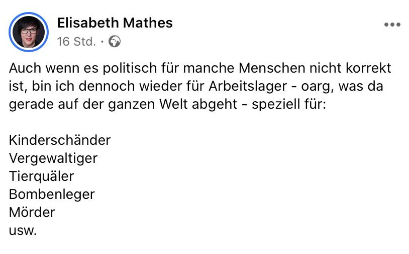 Das Posting auf Facebook.