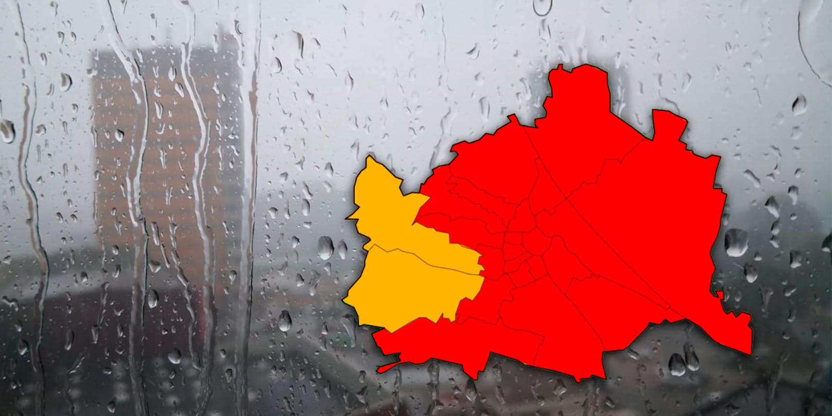 Unwetter-Warnstufe Rot in Wien. Stand: 17 Uhr