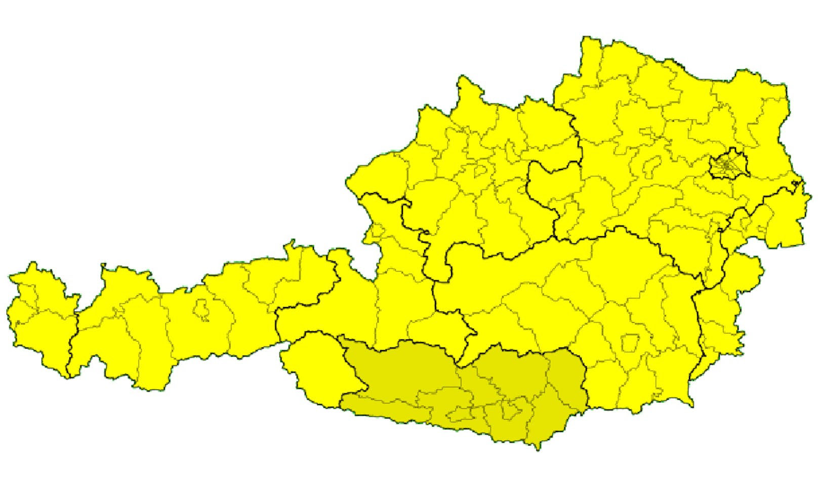 Gewittervorwarnungen in Österreich.