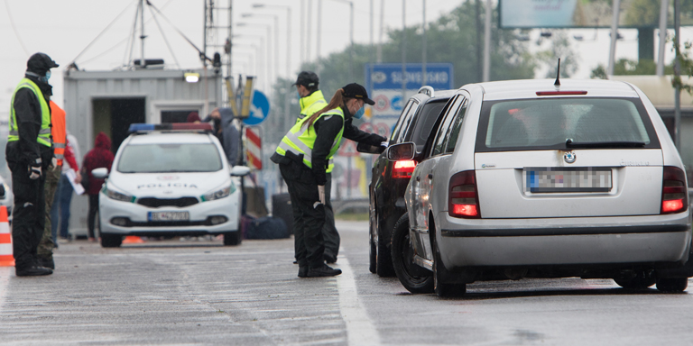 Polizeikontrolle an der Grenze.