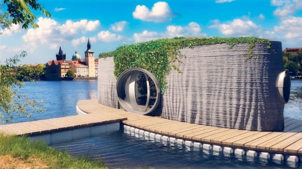 Das ist die Visualisierung des ersten Hauses aus dem 3D-Drucker aus Tschechien.