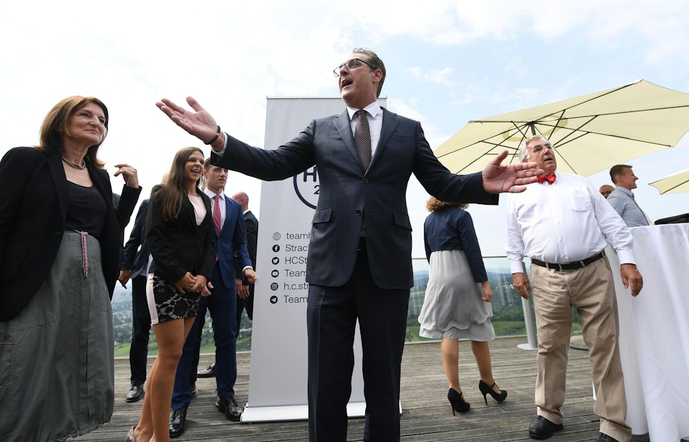 Heinz-Christian Strache bei der Präsentation seiner Liste am Kahlenberg (11. August 2020)