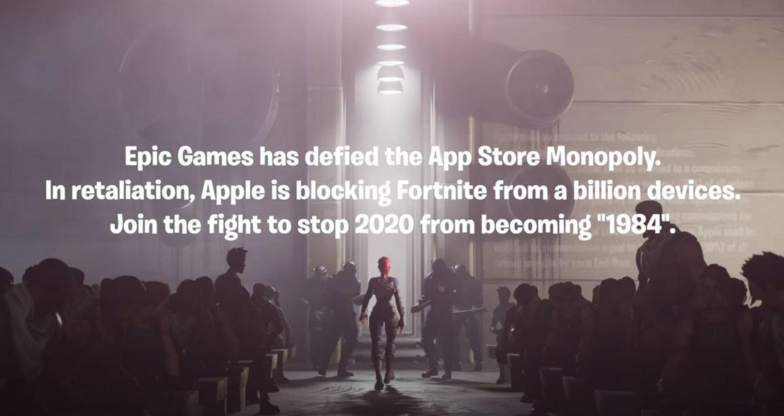 Zeitgleich mit der Apple-Sperre hat "Fortnite" ein Video veröffentlicht, in dem es seine Spieler aufruft, gegen das Apple-Monopol vorzugehen.
