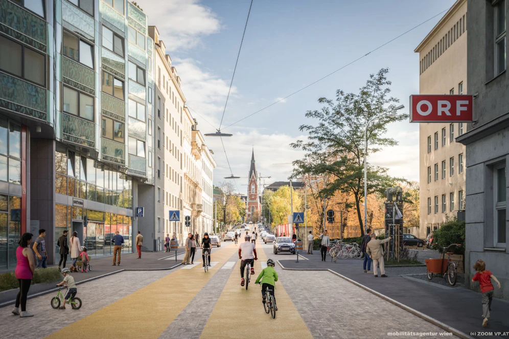 Visualisierung der Argentinierstraße als Fahrradstraße.